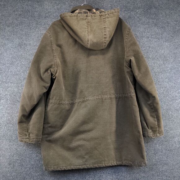 Trailways Men's Full Zip Flannel Lined Hooded Chore Field Jacket Brown XL Cotton - Picture 8 of 15